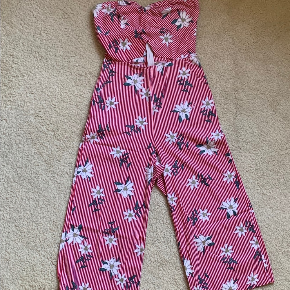 Strapless Red & White Jumpsuit